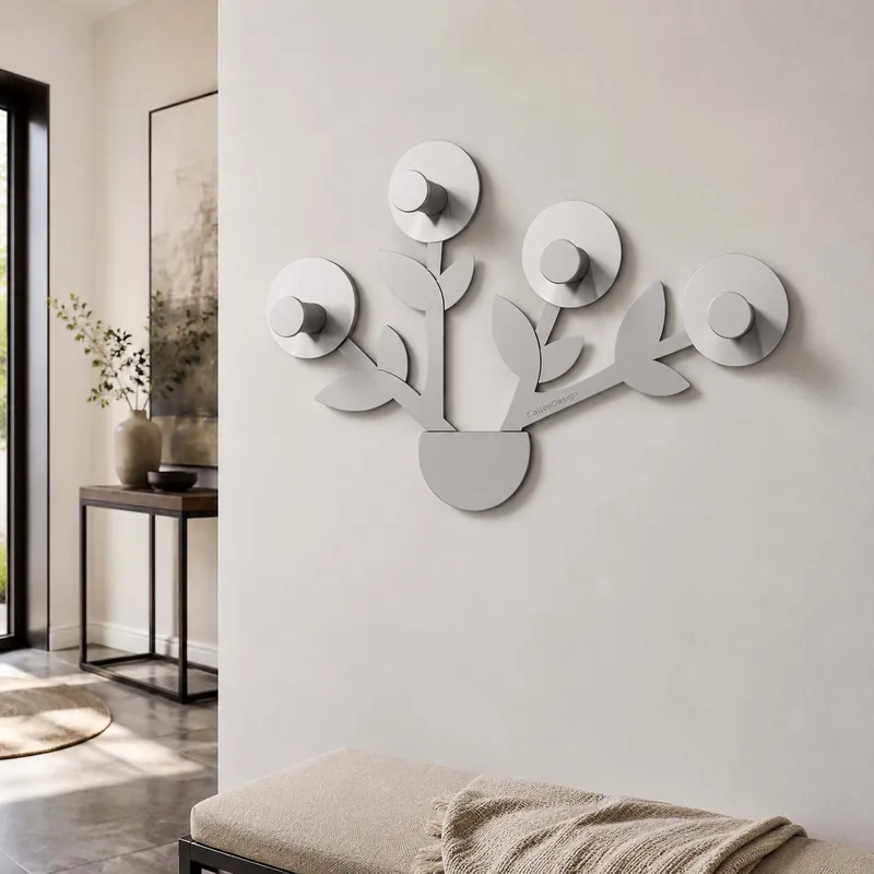 Acquista Ora Appendiabiti da parete per ingresso vaso con fiori a 4 ganci