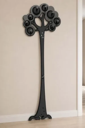 Appendiabiti da parete di design in legno a forma di albero con 8 ganci Di Tendenza