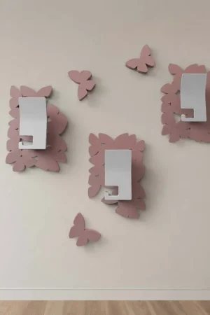 Appendiabiti a muro in legno dal design moderno con 3 ganci con farfalle Offerta Limitata