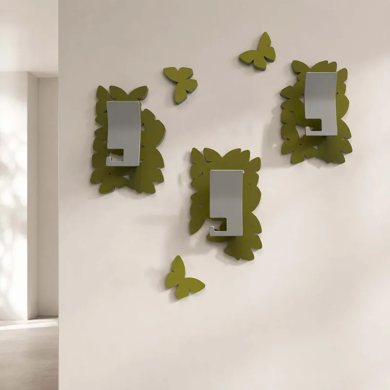 Appendiabiti da parete design moderno con farfalle in legno e 3 ganci Soddisfatti O Rimborsati