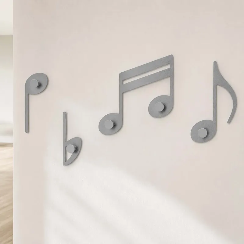 Promozione Appendiabiti da parete con note musicali in legno e 5 ganci