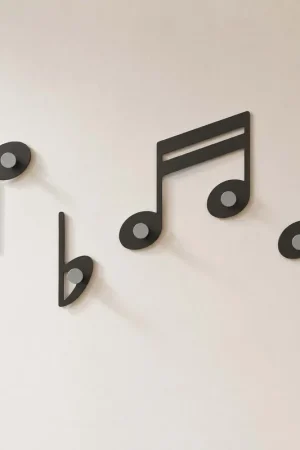 Appendiabiti da muro con note musicali in legno e 5 ganci in alluminio Offerta