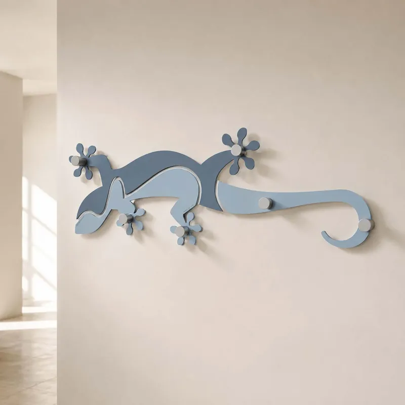 Offerta Limitata Appendiabiti da parete di design con geco intagliato a laser su legno