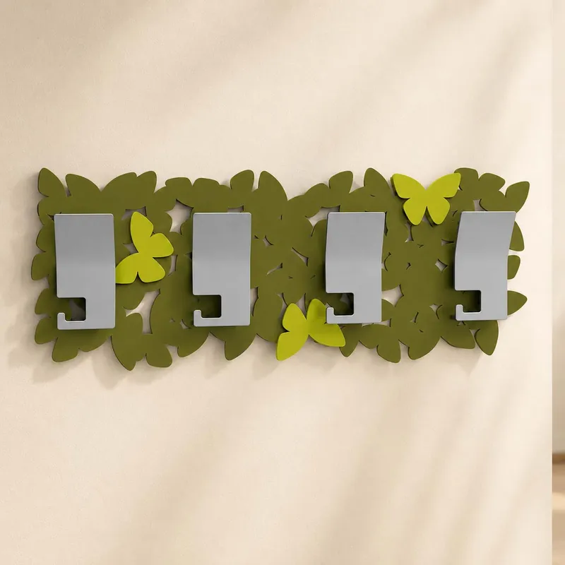 Occasione Imperdibile Appendiabiti da muro moderno in legno con farfalle tagliate a laser