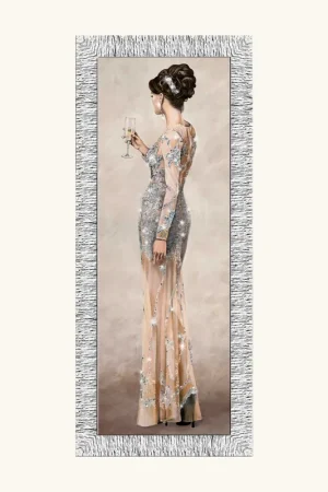 Quantità Limitata Stampa figurativa con cornice argentata decori con glitter e strass 56x136
