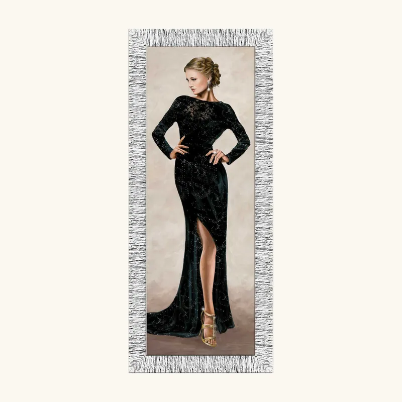 Offerta Speciale Stampa figurativa decori con glitter e strass con cornice argentata 63x153