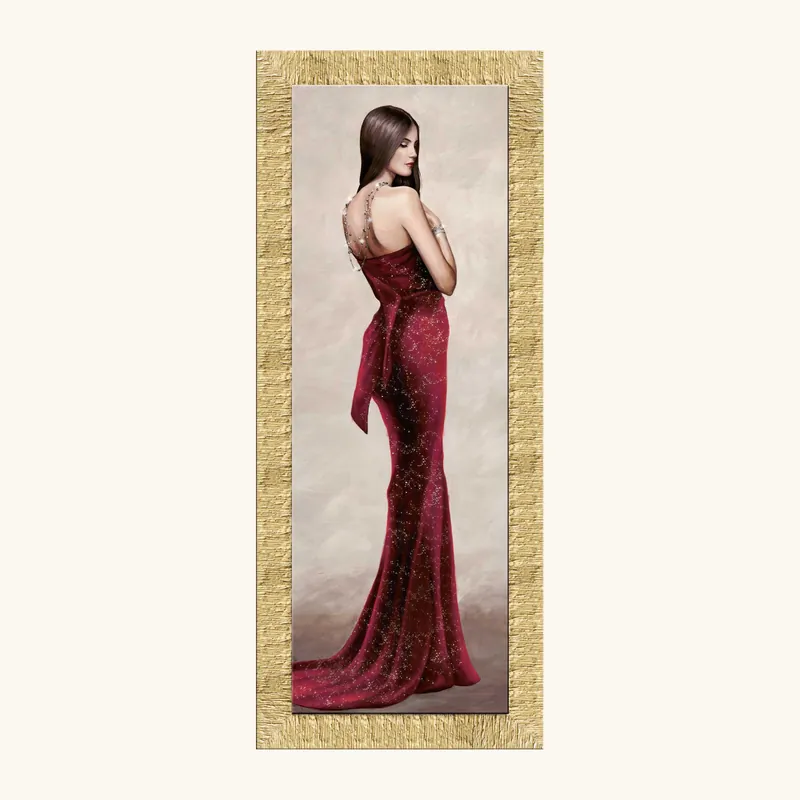 Più Venduto Stampa moderna figurativa con cornice dorata decori con glitter e strass 56x136