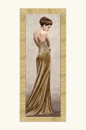 Stampa figurativa con cornice dorata moderna decori con glitter e strass 56x136 Offerta Del Giorno
