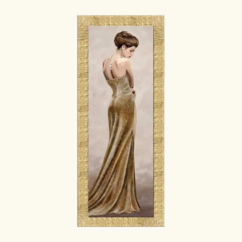 Prezzo Ridotto Stampa figurativa con cornice dorata moderna decori con glitter e strass 41x86