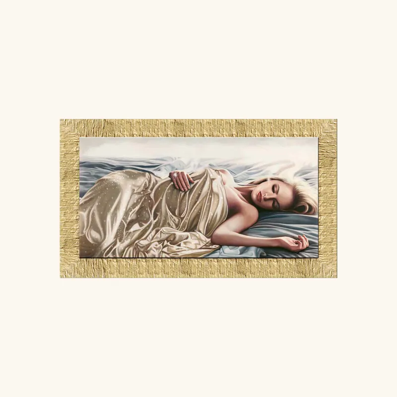 Stampa su tela con cornice in legno dorata moderna dettagli glitterati 51x86 Bestseller