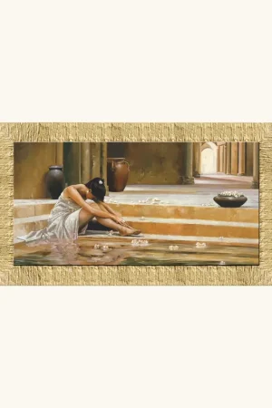 Stampa su tela con cornice dorata moderna in legno dettagli glitterati 156x86 Compra Oggi Stesso