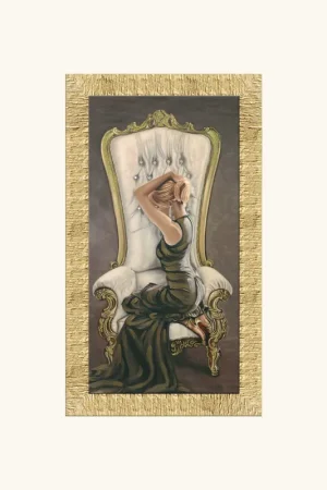 Acquista Ora Stampa con cornice oro moderna decori materici con brillanti e strass 51x86