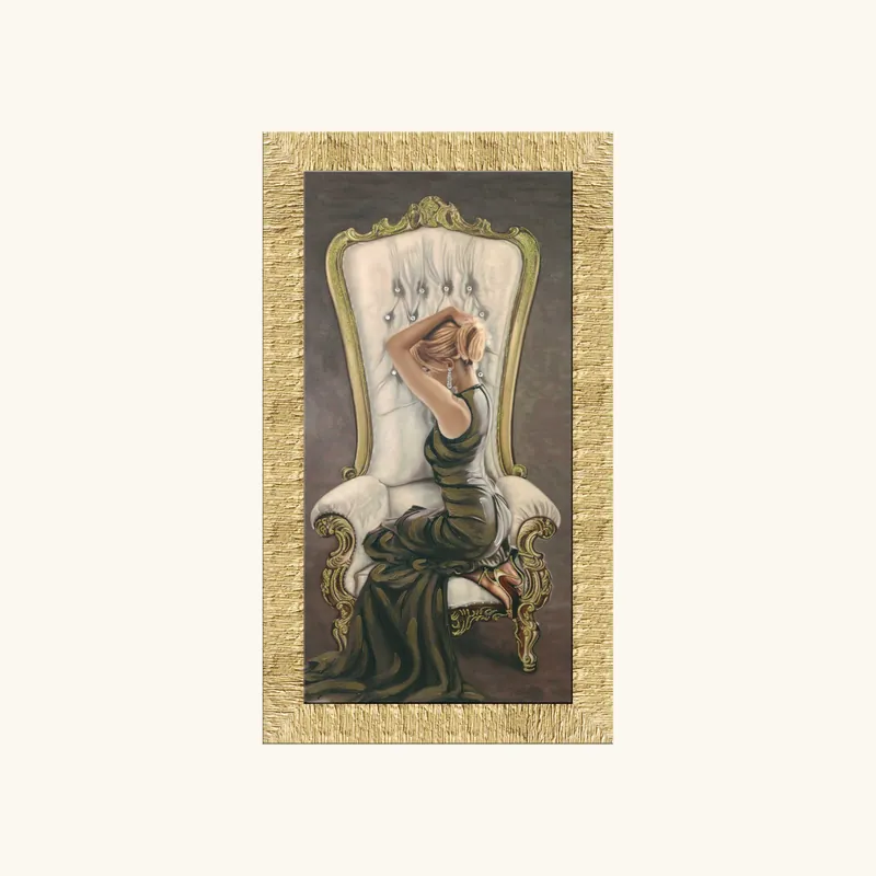 Acquista Ora Stampa con cornice oro moderna decori materici con brillanti e strass 51x86