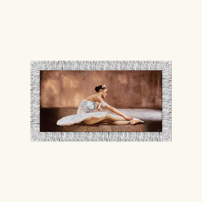 Stampa a tema figurativo con cornice argentata dettagli glitterati 116x66 Ultima Occasione