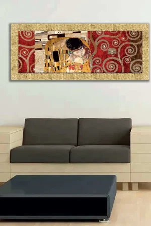 Ultima Occasione Stampa con cornice in legno decori materici e glitter "il bacio" 153x63