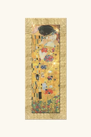 Consegna Rapida Stampa verticale con cornice dorata decori materici "il bacio" 43x108