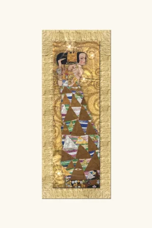Stampa verticale con cornice dorata decori materici "Expectation" 43x108 Solo Oggi