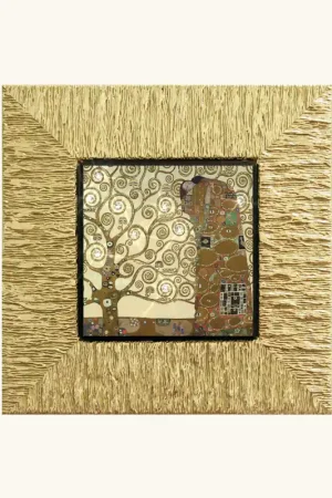 Stampa piccola con cornice in legno dorato "l‘albero della vita" 26x26 Ultima Occasione