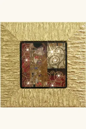 Compra Adesso Stampa piccola con cornice in legno dorato "Il Bacio II" 26x26