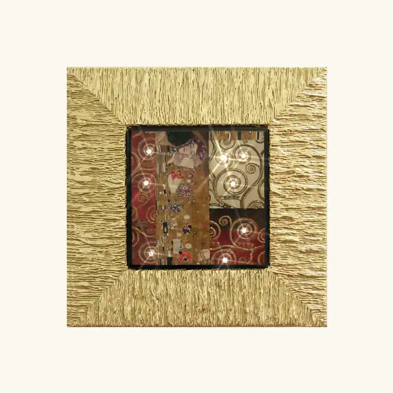 Compra Adesso Stampa piccola con cornice in legno dorato "Il Bacio II" 26x26