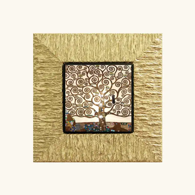 Stampa con cornice piccola in legno dorato "L‘albero della vita" 26x26 Di Tendenza