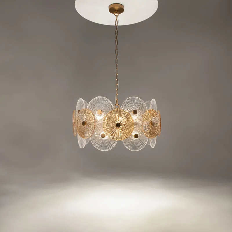 Lampadario piccolo moderno con struttura dorata e diffusori in vetro - 40W - IP20 Pagamento Sicuro