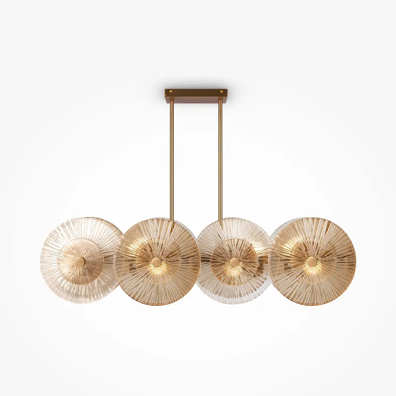 Compra Oggi Stesso Lampadario moderno con struttura dorata e diffusori in vetro - 40W - IP20