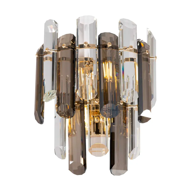Ultime Pezzi Applique da parete in stile classico con struttura dorata e diffusori in vetro - 40W - IP20