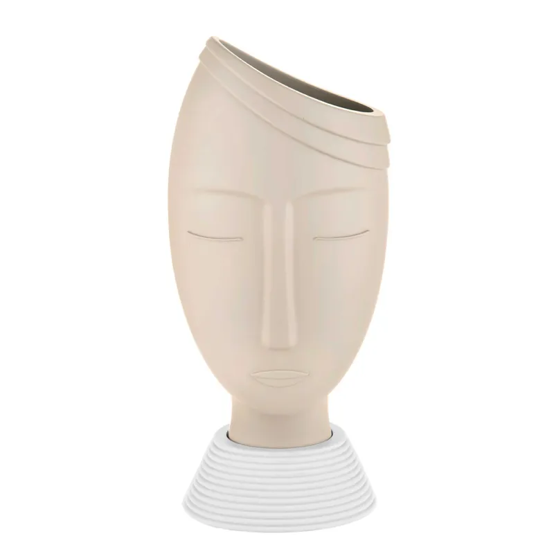 Spedizione Espresso Vaso grande con viso di uomo dalle linee moderne con finiture di design