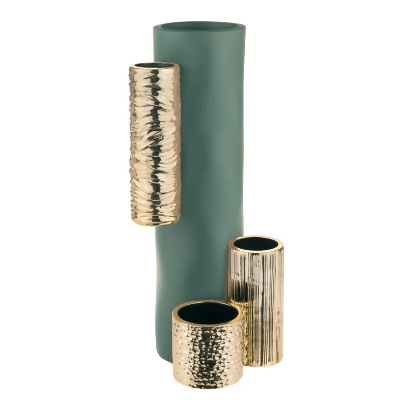Vaso da tavolo dal design moderno con portavasi tubolari struttura in marmorino Pagamento Sicuro