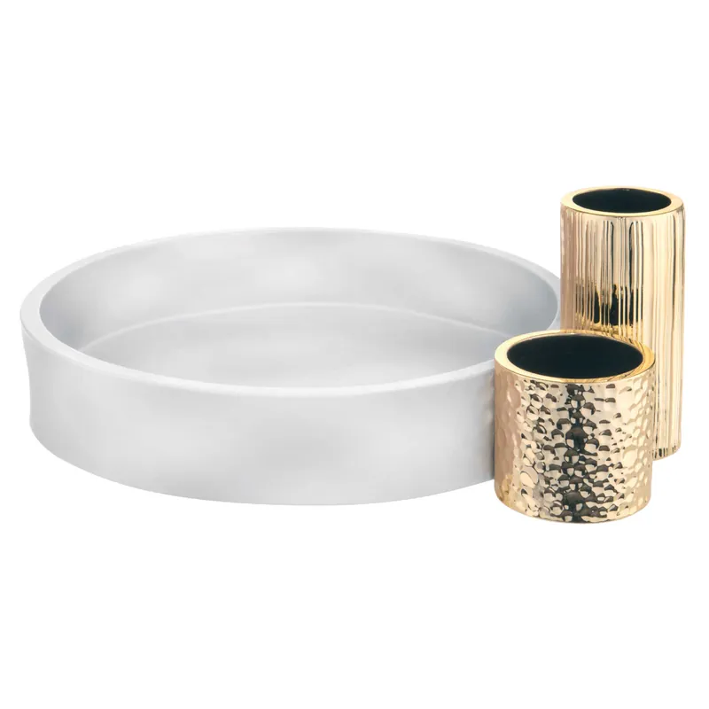 Vaso da tavolo basso dal design moderno con portavasi tubolari in marmorino Non Perdere