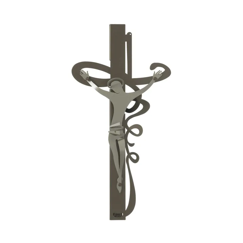 Crocifisso da parete piccolo in metallo dalle linee moderne Promozione Esclusiva
