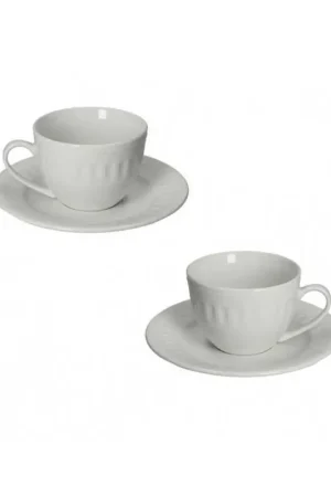 Ultima Occasione Set 2 pz tazzine da the con piattino in ceramica dalle linee classiche