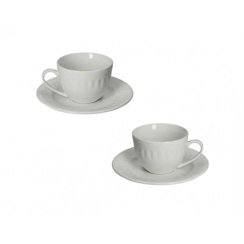 Ultima Occasione Set 2 pz tazzine da the con piattino in ceramica dalle linee classiche