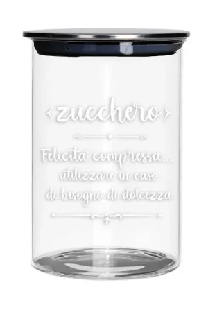 Barattolo per zucchero in vetro con coperchio in metallo grande Di Tendenza