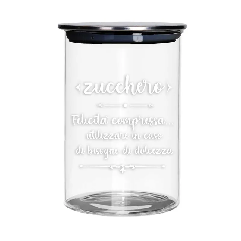 Barattolo per zucchero in vetro con coperchio in metallo grande Di Tendenza