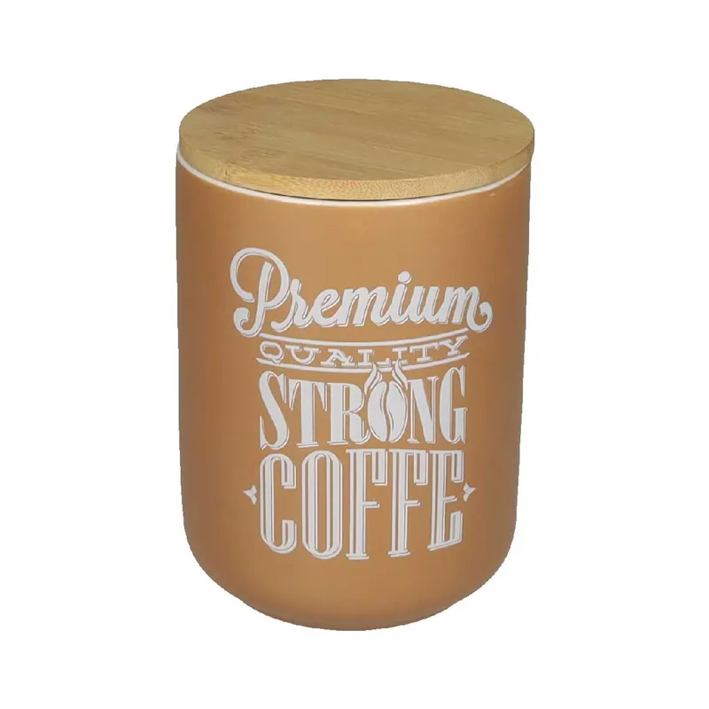 Prezzo Ridotto Barattolo grande per caffè in ceramica e tappo in bambù dalle linee moderne