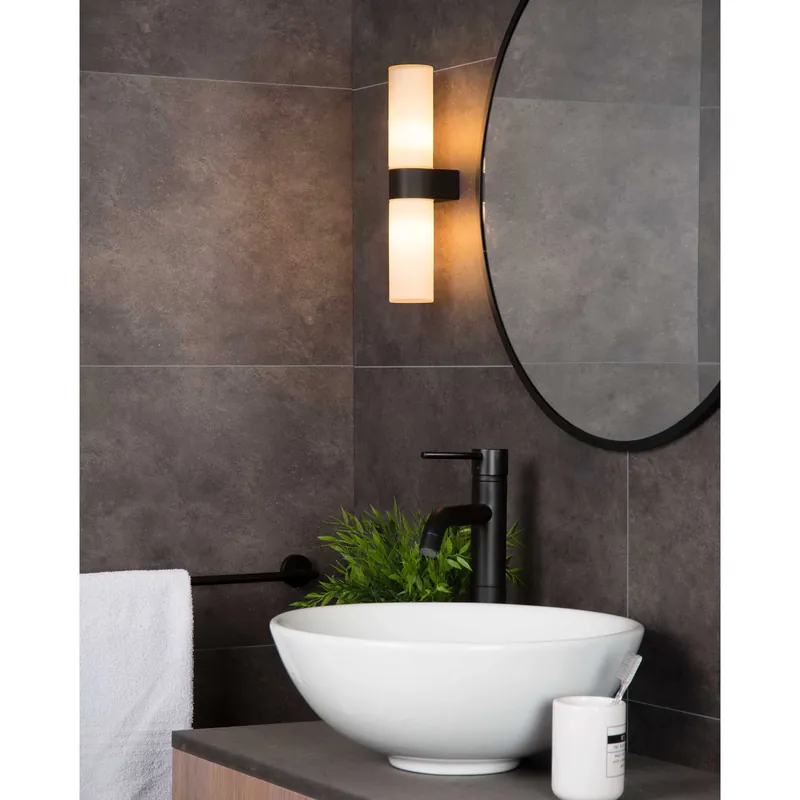 Promozione Esclusiva Applique da parete struttura in metallo con doppio diffusore in vetro a cilindro - 33W - IP20