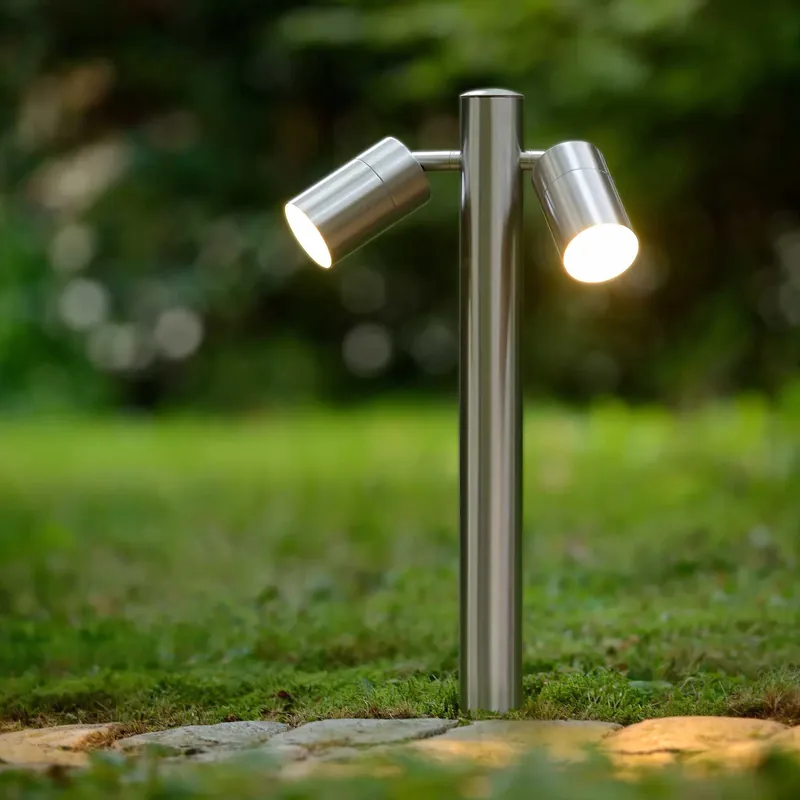 Subito Disponibile Lampioncino da giardino LED in acciaio con doppio diffusore orientabile - 5W - Lumen 350 x2 - 3000k Luce Calda - 44
