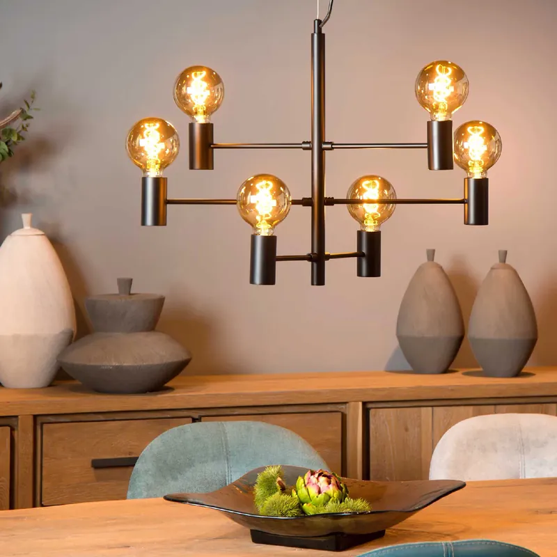 Novità Lampadario struttura in metallo regolabile in altezza a 6 bracci - 40W - IP20