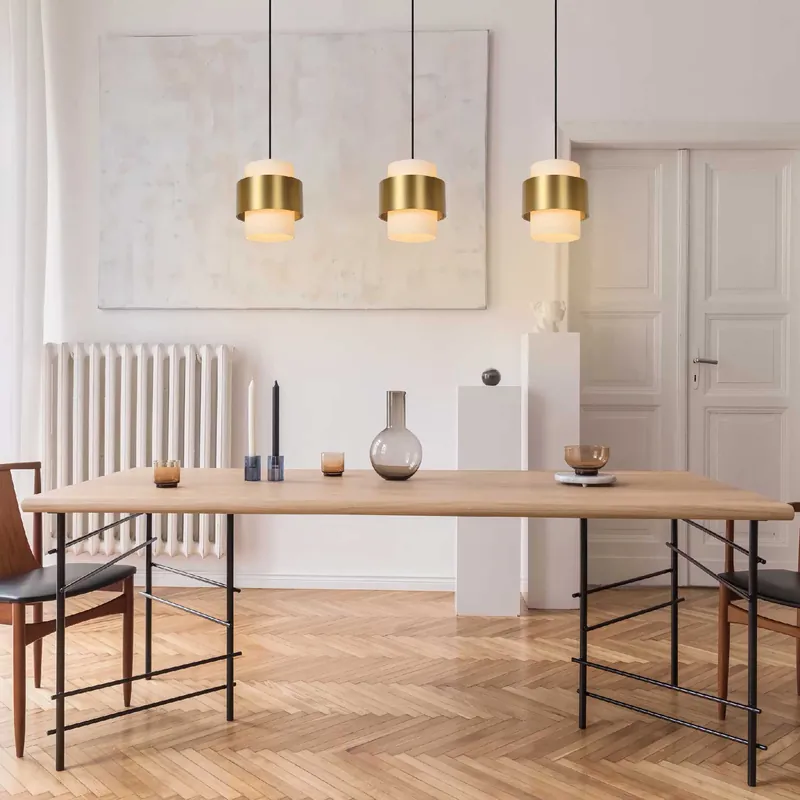 Lampada a sospensione lineare con 3 diffusori in vetro dal design moderno - 40W - 20 Subito Disponibile