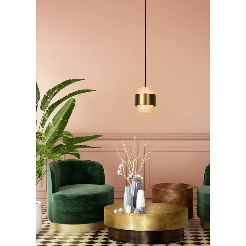 Saldi Lampada a sospensione con struttura moderna in metallo e diffusore in vetro - 40W - 20