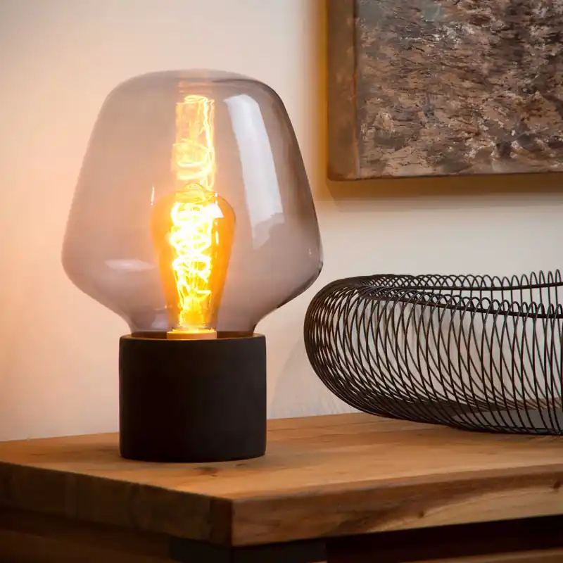 Lampada da tavolo moderna con base in cemento e diffusore in vetro - 40W - 20 Reso Gratuito