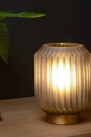 Abatjour lampada da comodino con struttura in acciaio e diffusore in vetro - 40W - 20 Pagamento Sicuro
