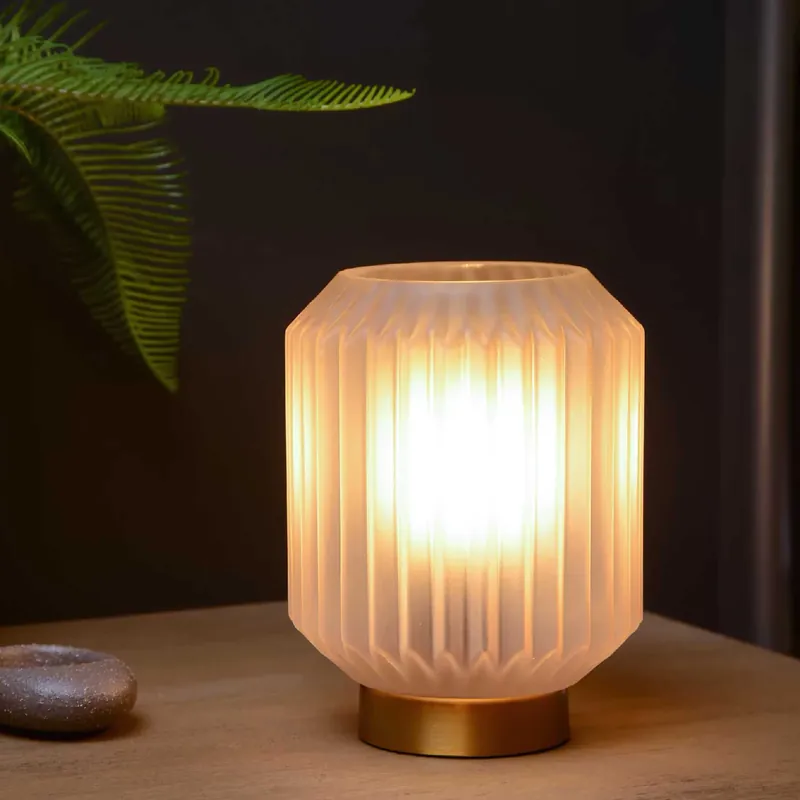 Spedizione Espresso Abatjour lampada da comodino con struttura in acciaio e diffusore in vetro - 40W - 20