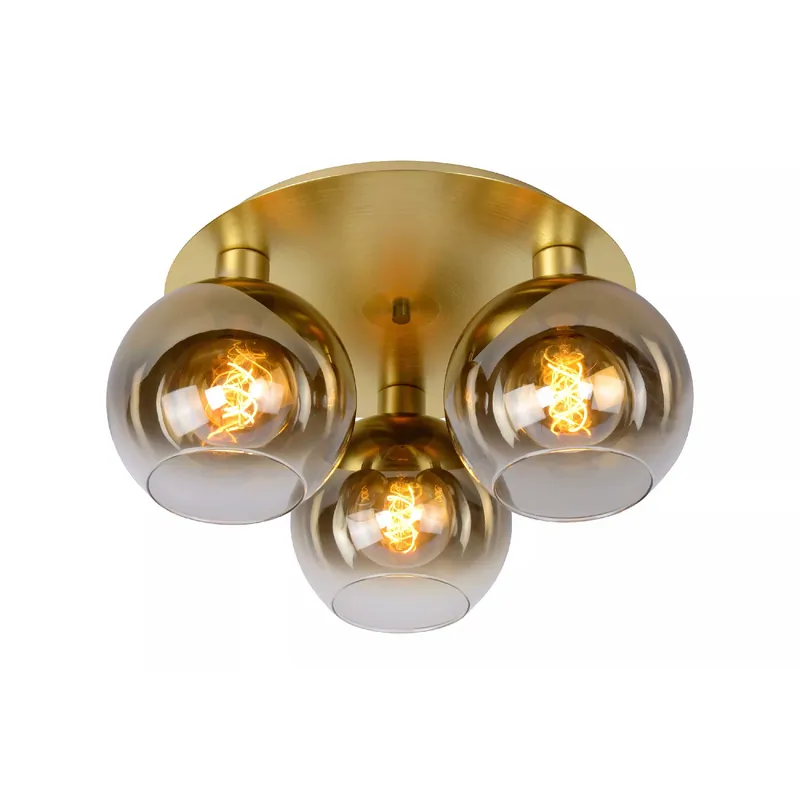 Plafoniera rotonda moderna in metallo con 3 diffusori a boccia in vetro - 60W - 20 Super Prezzo