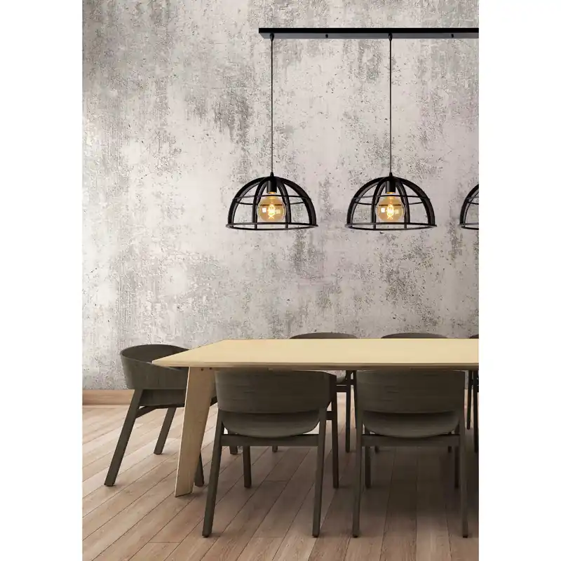 Acquista Ora Lampada a sospensione lineare con tre diffusori in metallo dal design moderno - 60W - 20