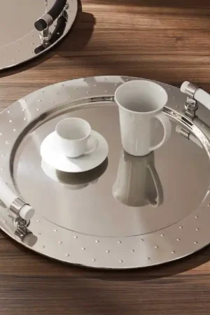 Vassoio rotondo in acciaio inossidabile lucido dalle linee moderne Ultime Pezzi