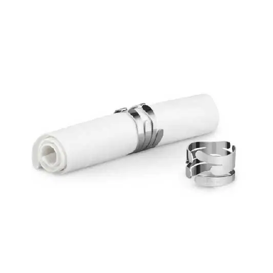 Set 2 pezzi Fermatovaglioli in acciaio lucido dal design moderno Barkring Prezzo Scontato