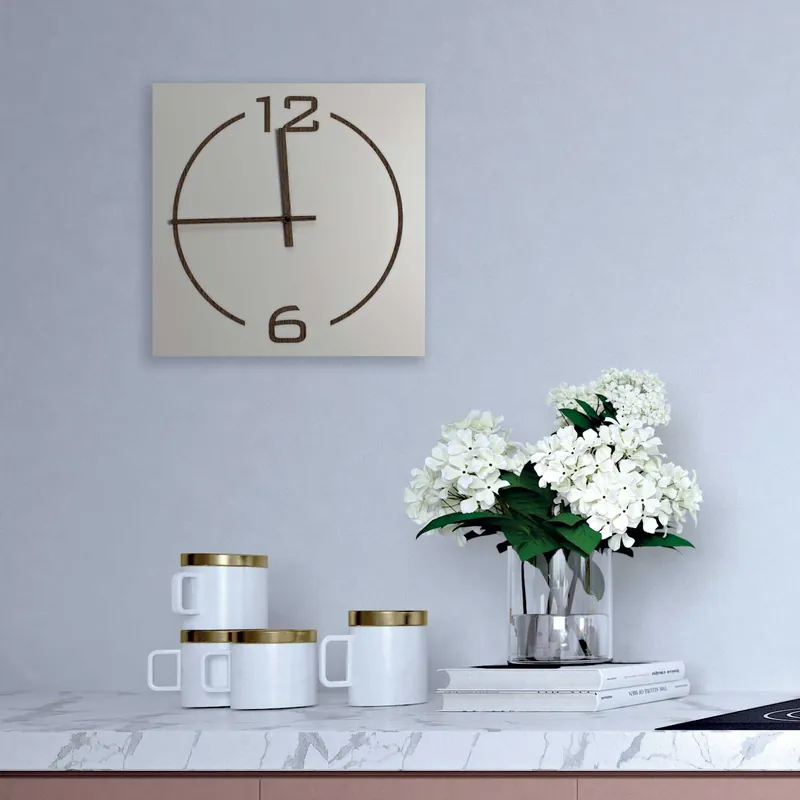Orologio da parete quadrato con struttura in legno dal design moderno Promozione
